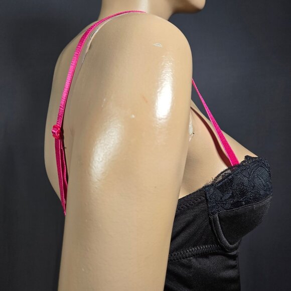 Y2K Rampage Babydoll Lingerie French Maid Mini Dress Size S Black Pink Polka Dot - Picture 6 of 11